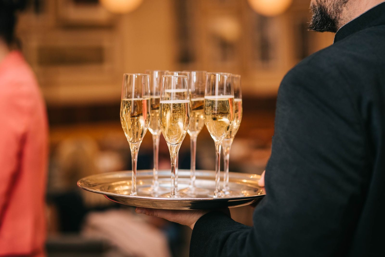 Champagne on a silver tray